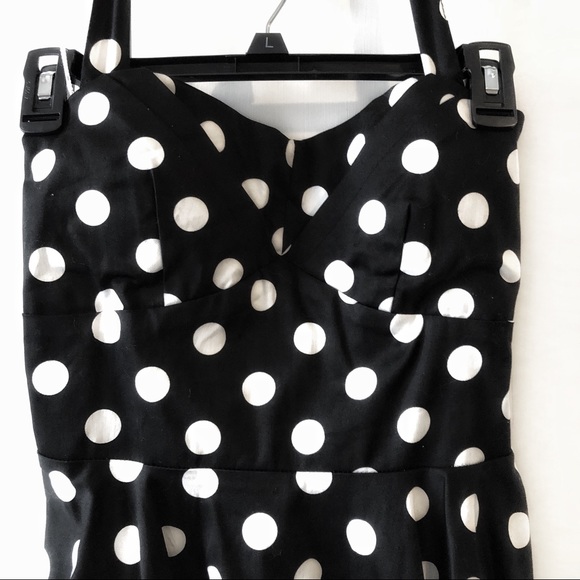 NWT Women’s retro blk/wht polka dot dress medium - Picture 2 of 7